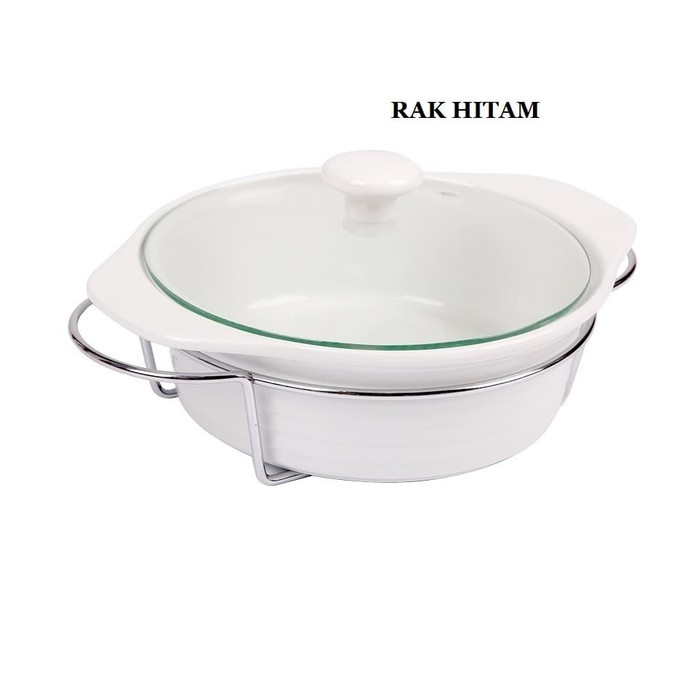 Jual Home Line Mangkok Keramik 8,5 Bulat Casserole With Rak Wadah Saji ...