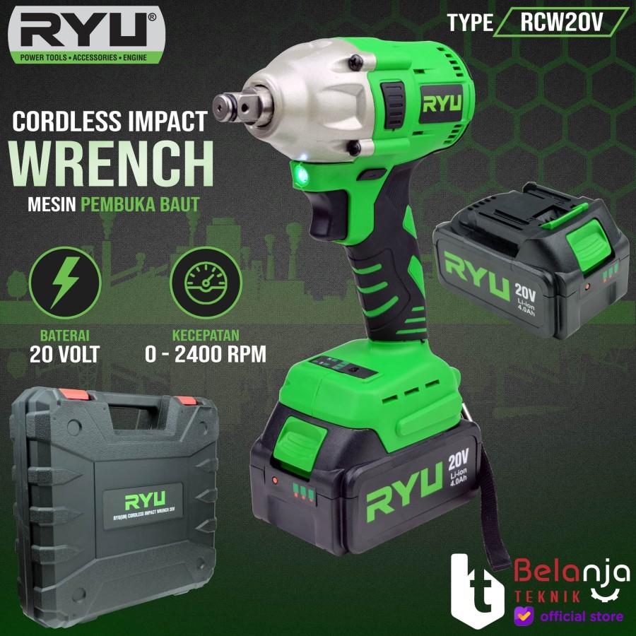 Jual RYU RCW20V RCW 20 V CORDLESS IMPACT WRENCH MESIN PEMBUKA BAUT ...