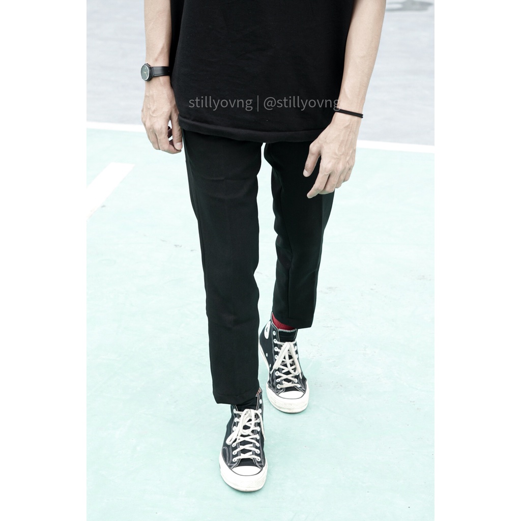 STILL YOVNG SLIM FIT PANTS WARNA HITAM || Celana Slim Fit Panjang Pria ||  Celana Slim Fit || Slimfit Pants Warna Hitam || Celana Formal Pria ||