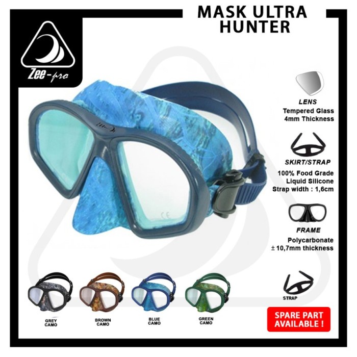 Jual Freediving Spearfishing Zeepro Mask Masker Selam Ultra Hunter Camo