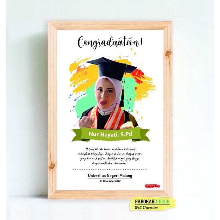Jual Cetak foto bingkai wisuda/Desain wisuda/Hiasan dinding kado wisuda