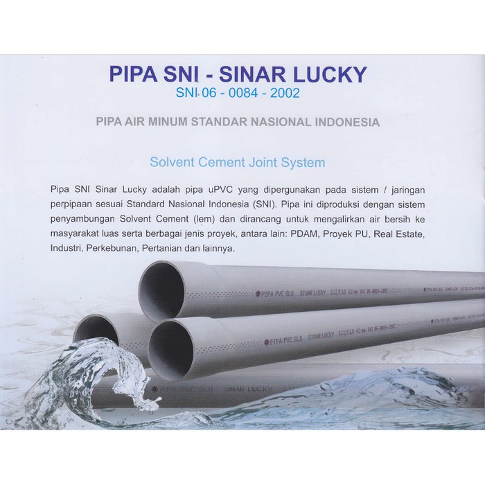 Harga Pipa Pvc Sni Scj S 12 5 (10 Bar)