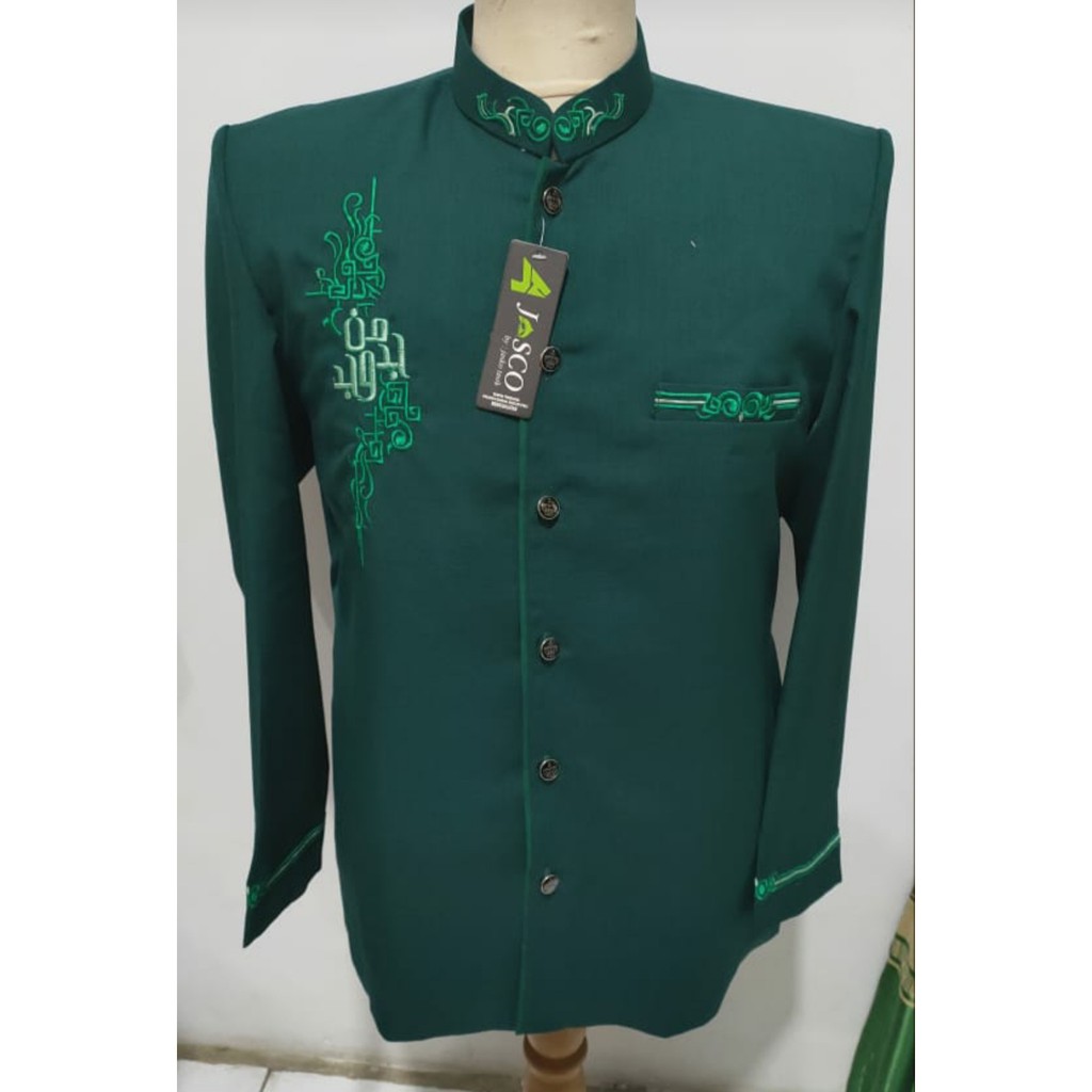 Jual Beskap Jas Koko Motif Manjada Wajada Pria Muslim Premium Modern ...