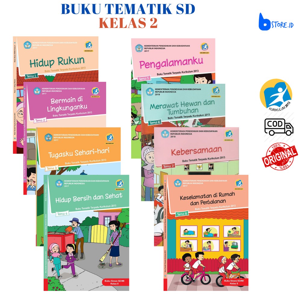 Jual Buku Pelajaran Tematik SD Kelas 2 Semester 1 dan 2/ Kurikulum 2013 ...