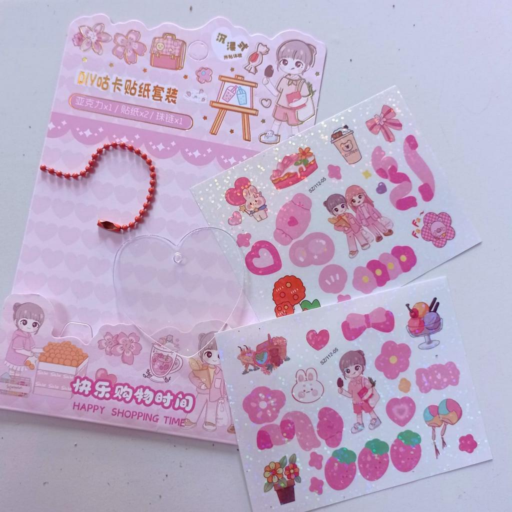 Jual DIY Akrilik Keychain Deco Sticker Aesthetic Gantungan Kunci Manik ...