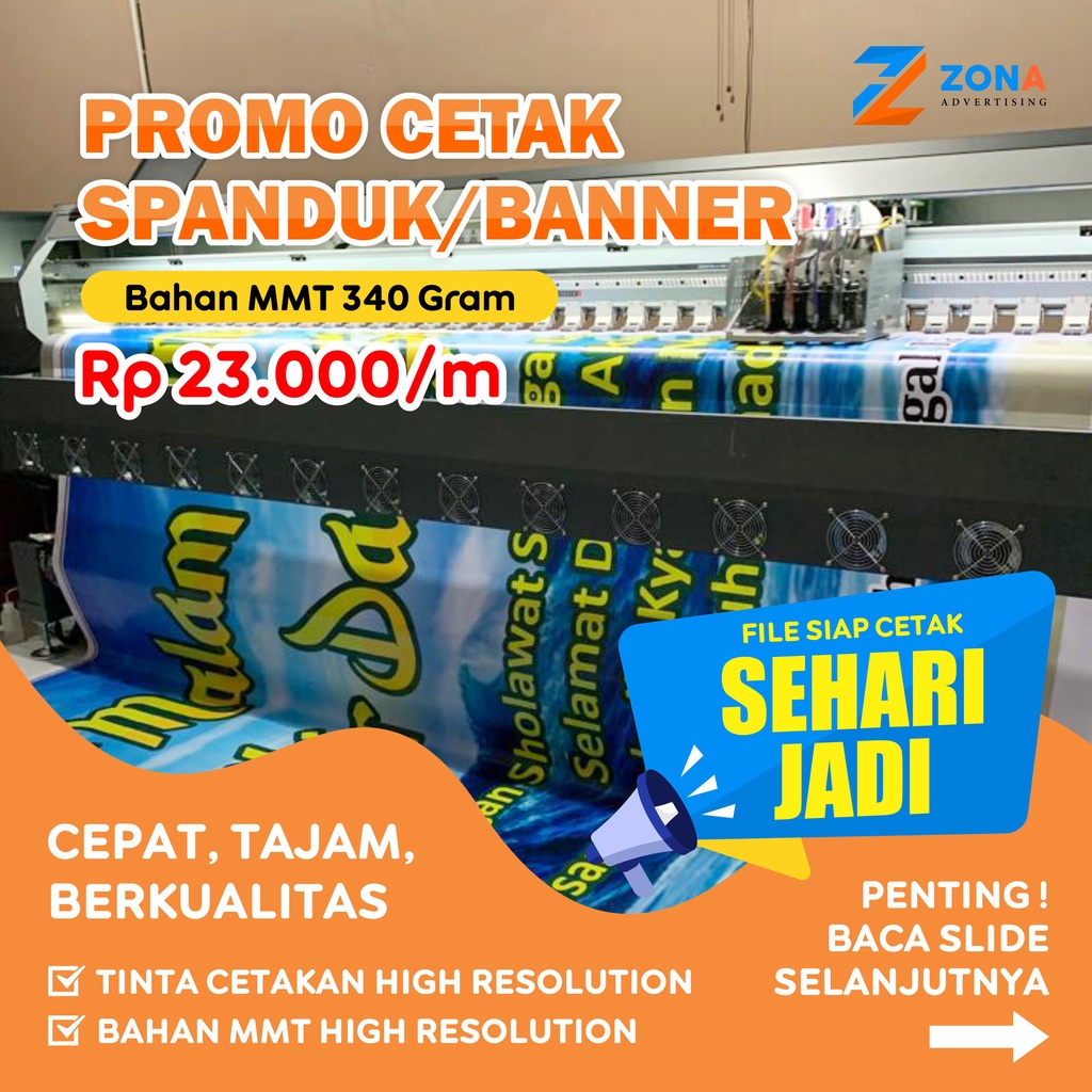 Jual Cetak Banner / Spanduk Bahan 340 Gram Free Lubang Ring 4, Tajam ...