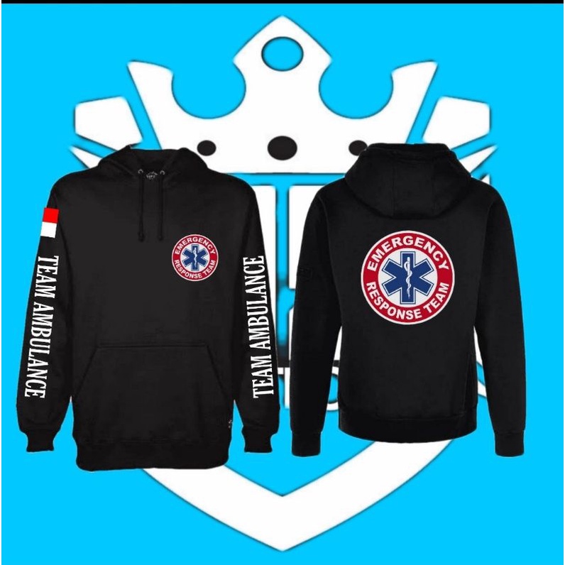 Jual Jaket Hoodie Pria/Wanita Tulisan Logo Relawan Ambulance/Jaket