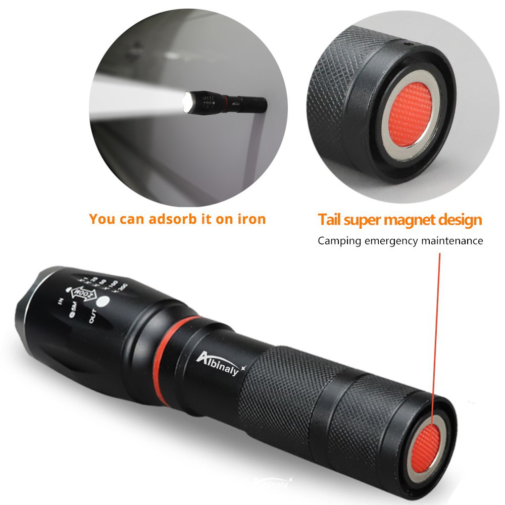 Jual Paket Senter E17 COB LANTERA LED Torch Cree XM-L T6 8000 Lumens ...