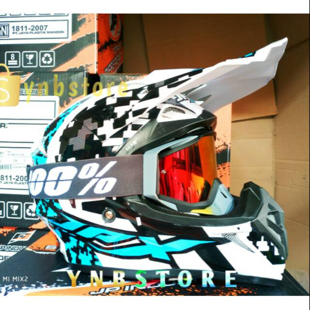Jual helm JPX moto Cross trail ktm klx crf X24 Camo White pearl gloss