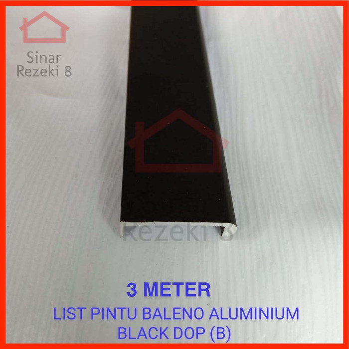 Jual Lis Pintu Edging Aluminium Profil Panjang BLACK / Hitam Handle