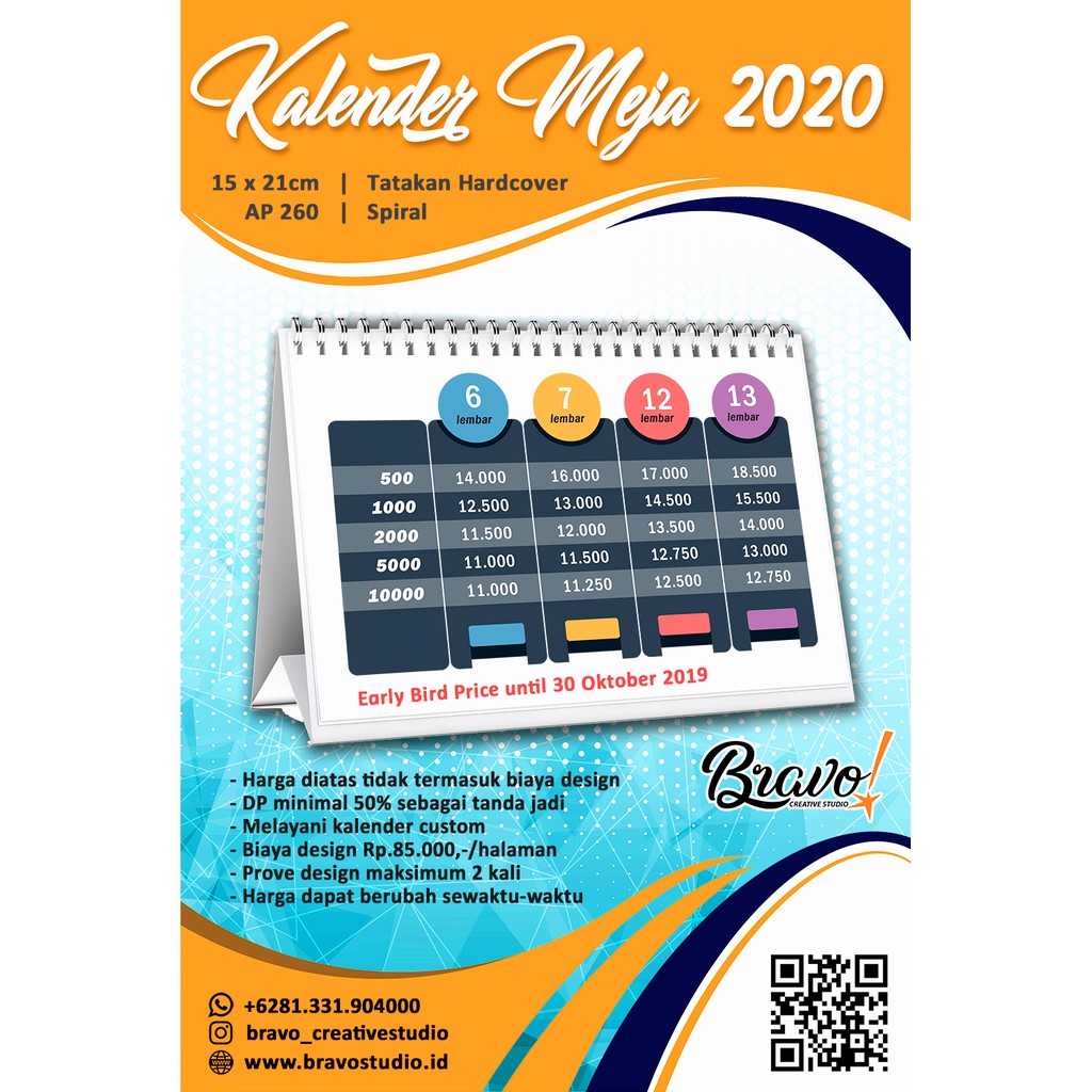 Jual Kalender Meja / Duduk 21x15 A5|Desk Calendar 2020 Custom Hard ...