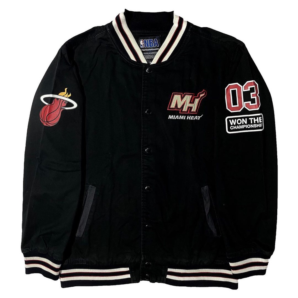 Jual NBA MIAMI HEAT Varsity Jacket (Black) Shopee Indonesia