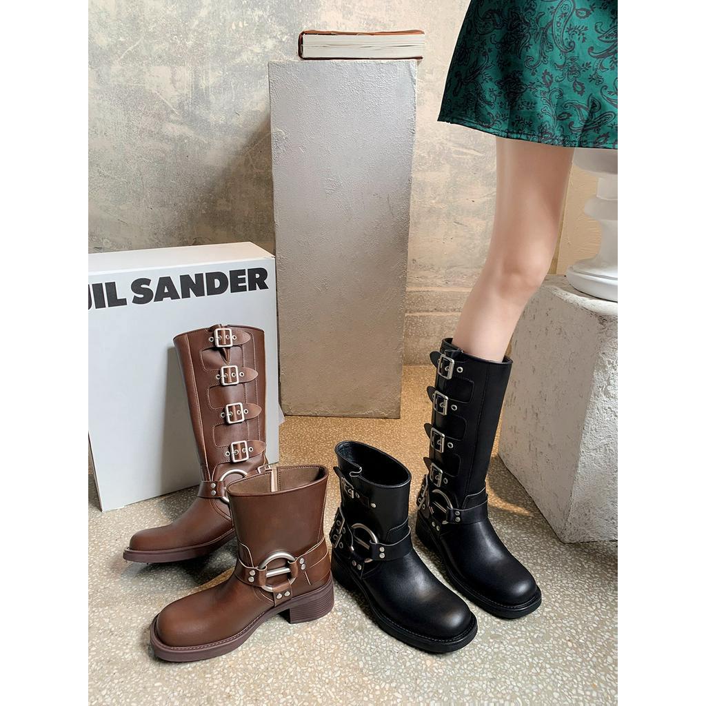 ACLENT】Round buckle long boots 【公式通販】