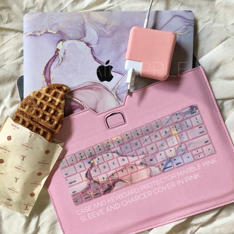 Jual MACBOOK Case MARBLE PINK bundle keyboard Pro Retina M1 13