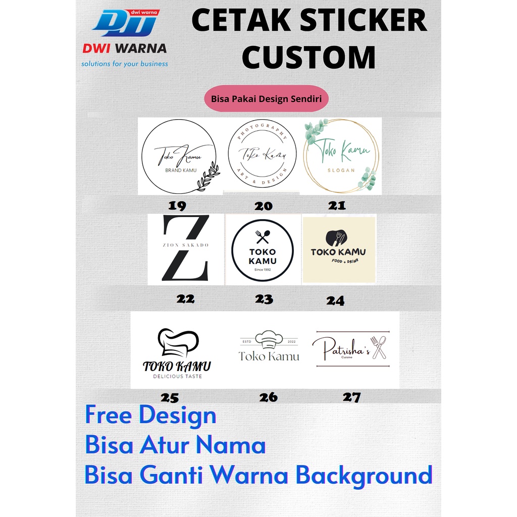 Jual Sticker Vinyl Transparan Perlembar Cutting Cetak Sticker Custom Perlembar Label