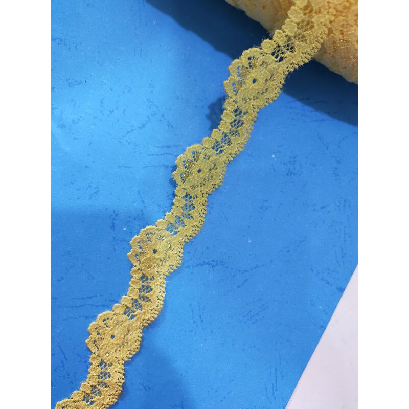 Jual PER METER RENDA STRETCH WARNA KUNING LEBAR 2 CM | Shopee Indonesia