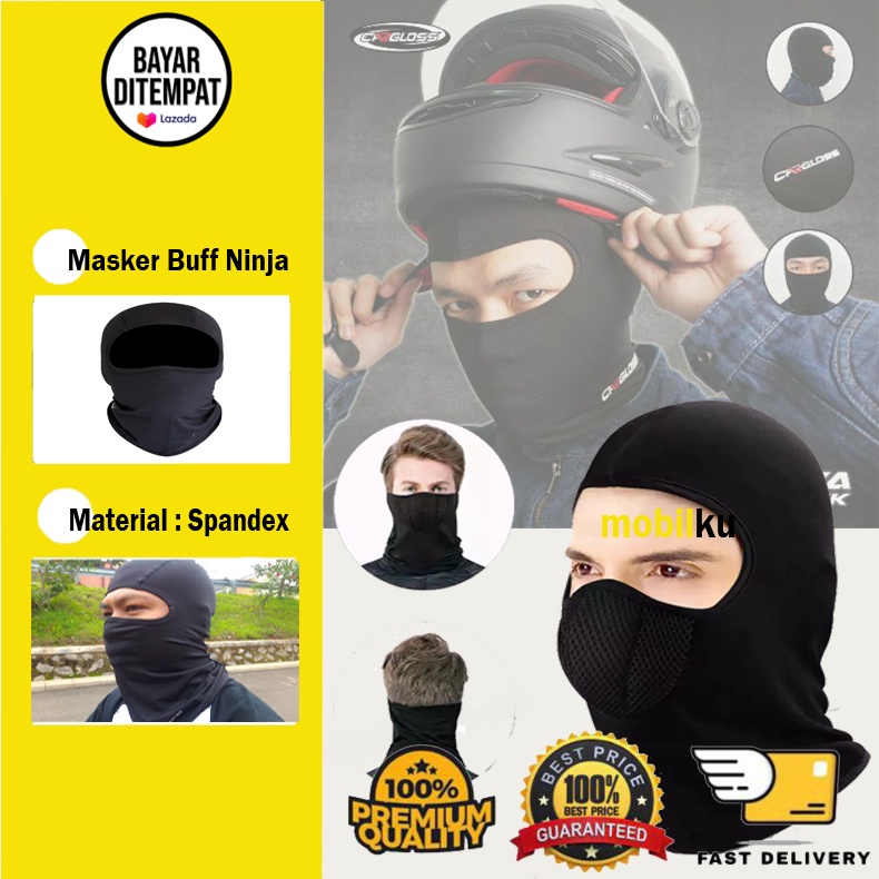 Jual [BISA COD] Masker Buff Ninja Full Face Balaclava Spandex Hitam ...