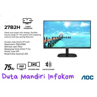 Monitor 27 Pulgadas AOC Full HD LED HDMI VGA 7MS 75Hz FlickerFree 27B2H