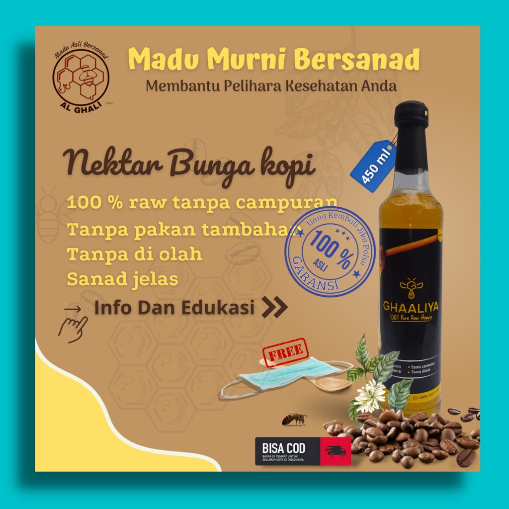 Jual Madu Asli Murni Original Herbal Radang Tenggorokan Organik Pure Raw Honey Murah Nektar