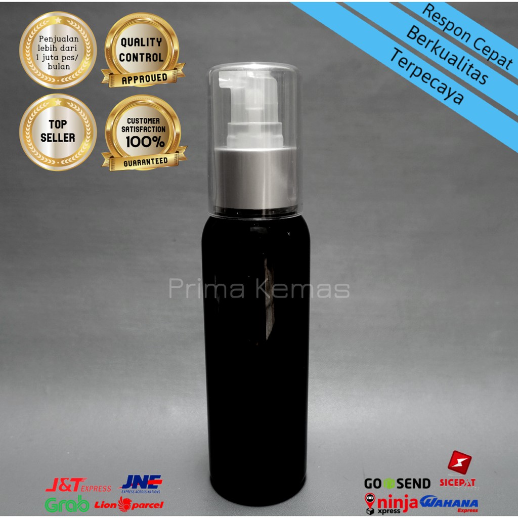 Jual Botol Pump Treatment Matte Silver 100 ml - botol kosmetik 100 ml ...