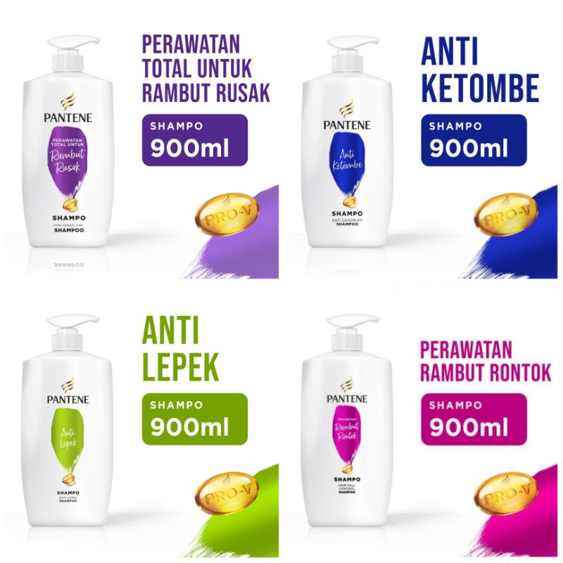 Jual Pantene Shampoo 900ml Anti Rambut Rusak Rontok Ketombe Lepek 900 ...
