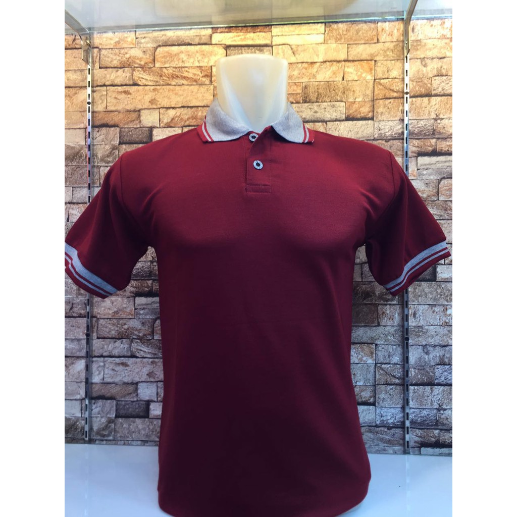 Kaos Kerah Kombinasi warna MARUN polo polos kerah Tshirt Kaos Kerah  Polo Polo pria Shirt