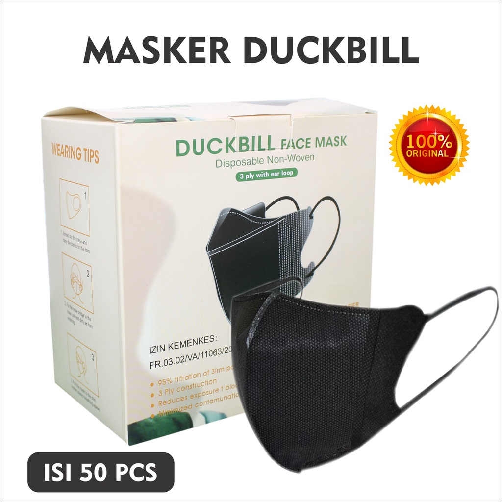 Jual Duckbill Y&B Y B YNB Care Garis FaceMask Warna Hitam Putih Abu ...