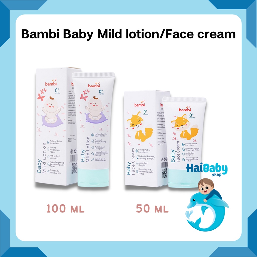 Jual Bambi Baby Mild Lotion 100ml/Bambi Baby Face Cream 50ml | Shopee ...