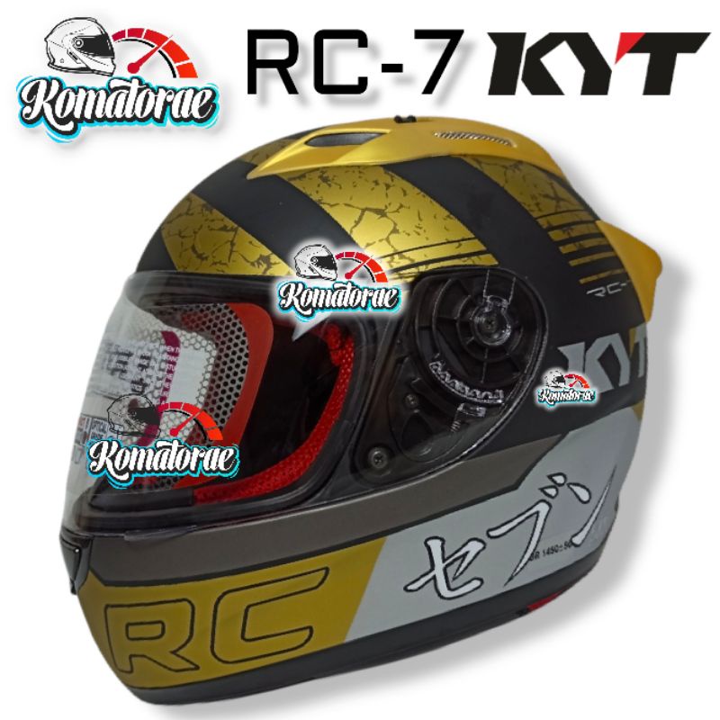 Jual HELM KYT RC7 MOTIF 17 BLACK DOFF GOLD FULL FACE Shopee Indonesia