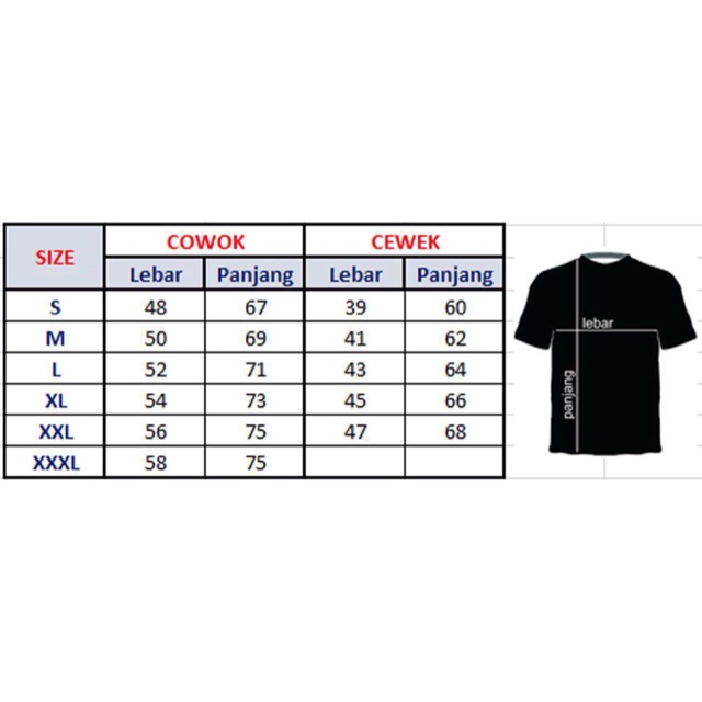 Jual Size Guide Panduan Ukuran Baju Shopee Indonesia