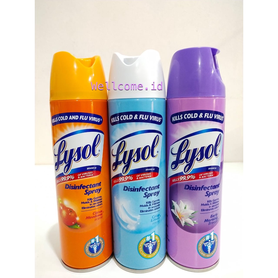 Jual Lysol Disinfectant Spray 340 Gr Crisp Linen Citrus Meadows Early Morning Breeze Scent