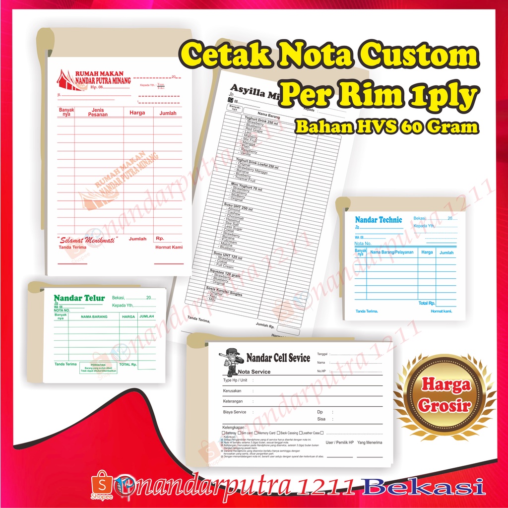 Jual Cetak Nota Custom 1 Ply / Nota HVS | Shopee Indonesia