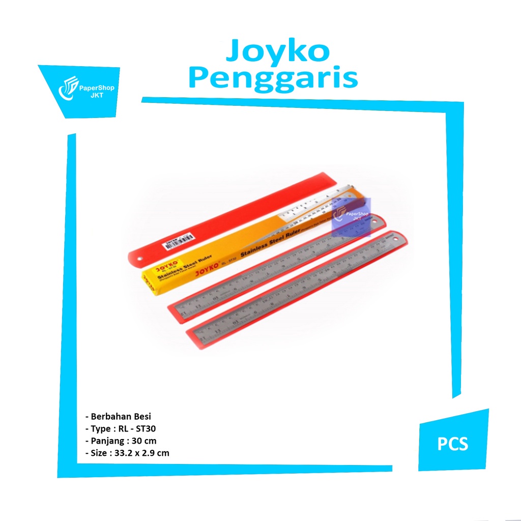 Jual JOYKO - Ruler Stainless 30cm Penggaris Besi - Pcs | Shopee Indonesia