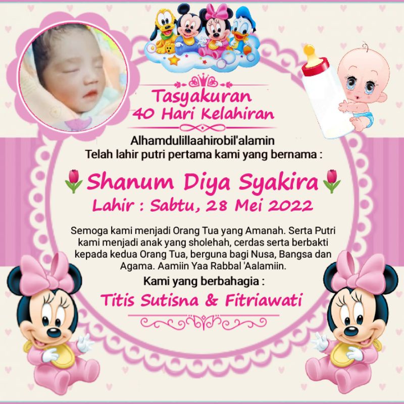 Jual Stiker Tasyakuran 40 Hari Kelahiran Anak 10x10 Cm (Request Foto