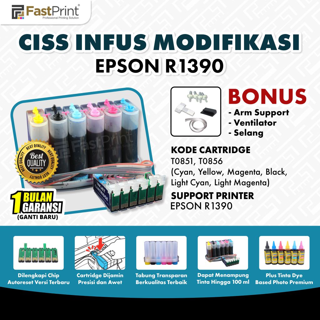 Jual Ciss Infus Modifikasi Plus Tinta Printer Epson R1390 Shopee Indonesia 2945