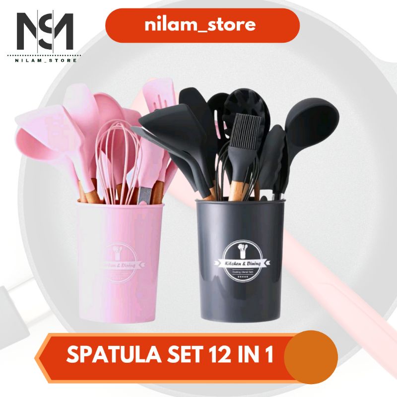 NSM - Spatula Silicon / Sutil silikon Set 12 Pcs Alat Masak UTENSIL PREMIUM KITCHEN