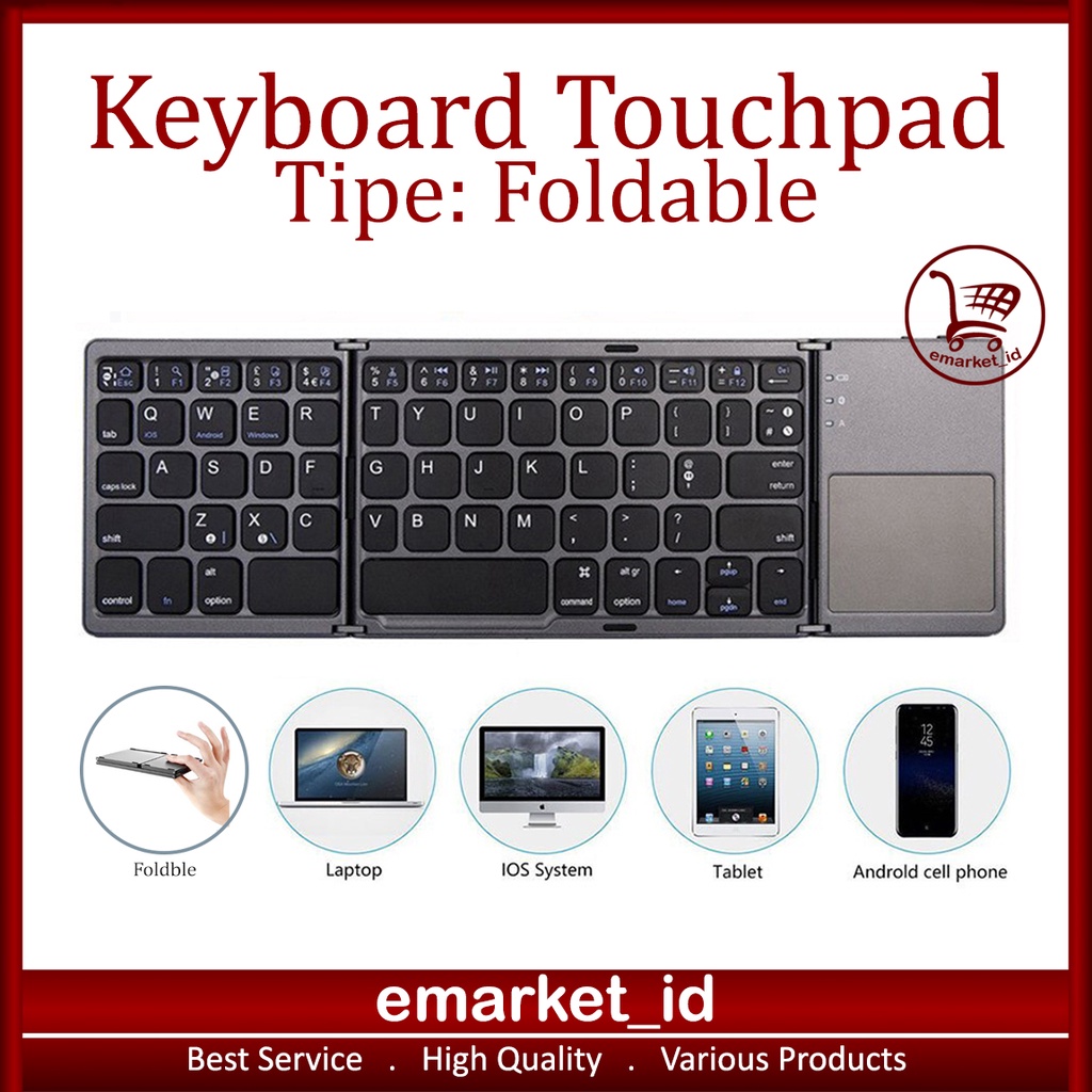 Jual Foldable Wireless Bluetooth Keyboard Touchpad / Lipat 3 Ipad ...