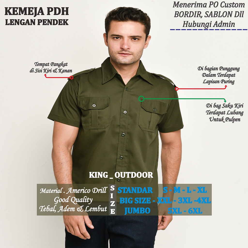 Jual KEMEJA FORMAL LENGAN PENDEK WARNA HIJAU ARMY | KEMEJA KERJA PNS ...