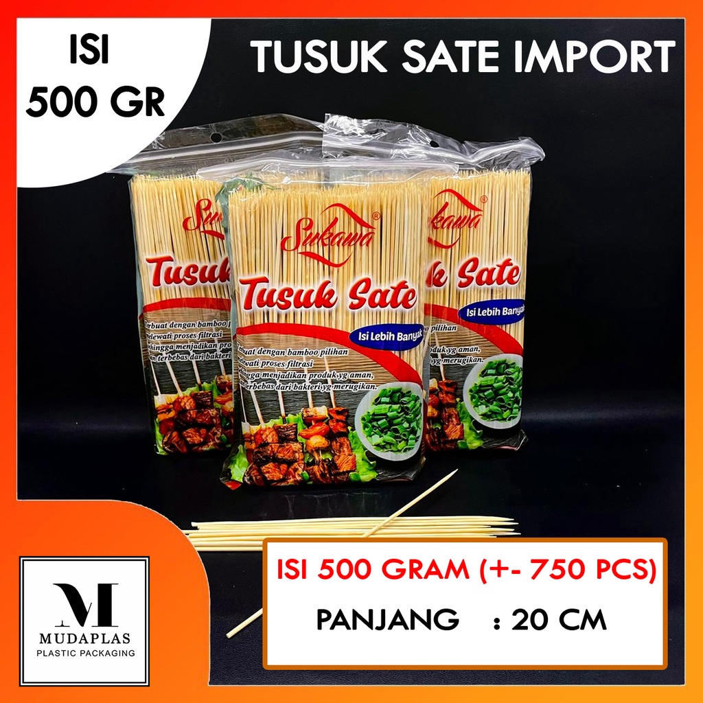 Jual Tusuk Sate Bambu Isi 500 Gram 800 Pcs Panjang 20 Cm Shopee