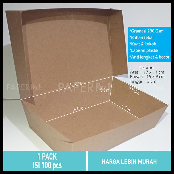 Jual Paper Lunch Box Kraft Kemasan Makanan Kraft Full Laminasi Size M