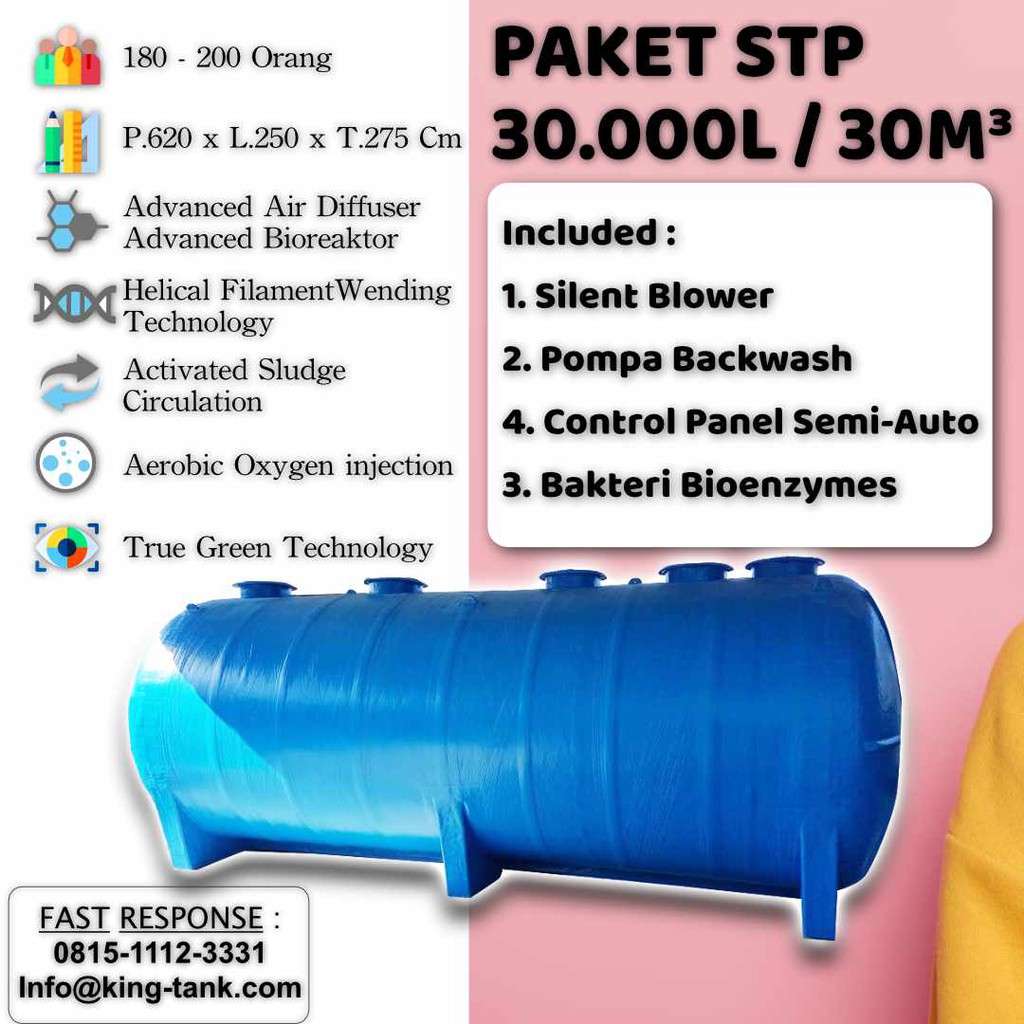 Jual PAKET Tangki STP BIOFILTER BIOTECH 30000 L / 30M3 BIOTANK ...