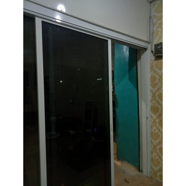 Jual kusen aluminium 3 in putih, 1 pintu sliding, kaca riben 5 mm ...