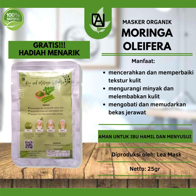 Jual MASKER DAUN KELOR MORINGA 25 GRAM BY LEA MASK ANTI PORES & ACNE