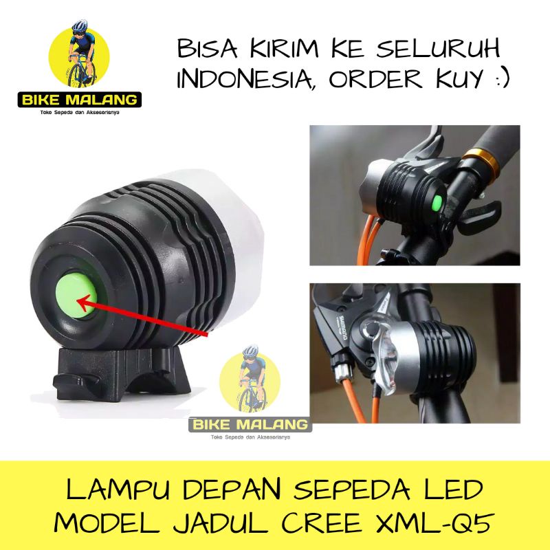 Jual Lampu Depan Sepeda LED 3 Strong Mode Model Jadul CREE XML-Q5 Tipe ...