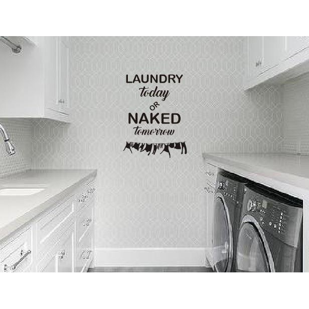 Jual Wall Stiker Laundry Today Naked Hiasan Dinding Sticker Kaca Quotes