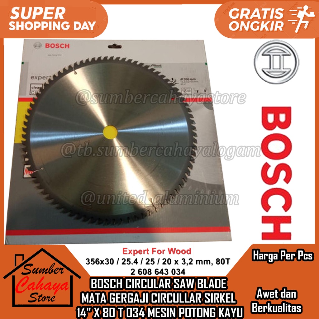 Jual Mata Gergaji Kayu 14 Inch x 80T Circular Saw Blade BOSCH Potong ...