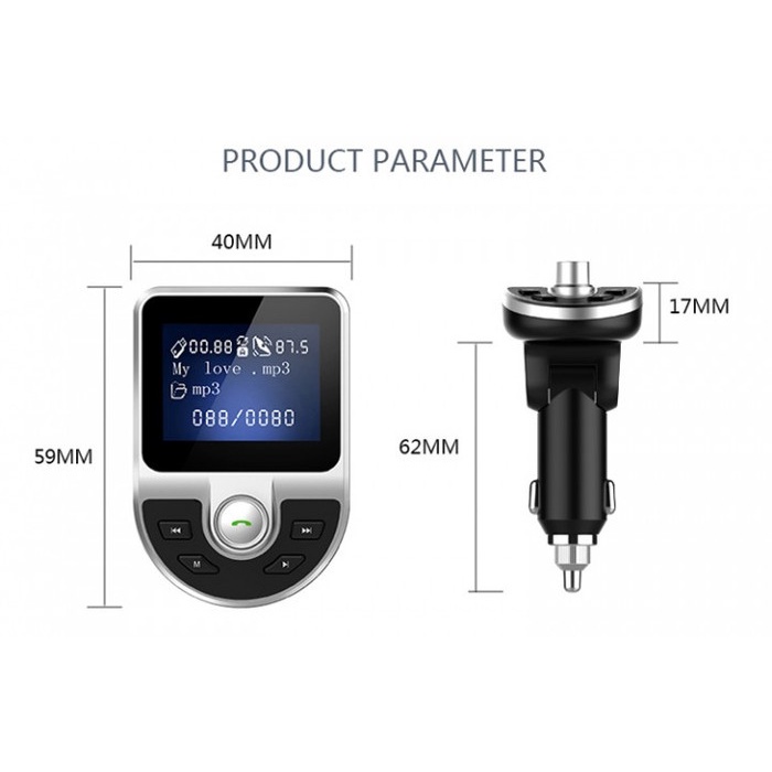 BT39 CAR BLUETOOTH V4.1 MP3 MUSIC PLAYER CAR KIT FM TRANSMITTER TERMURAH