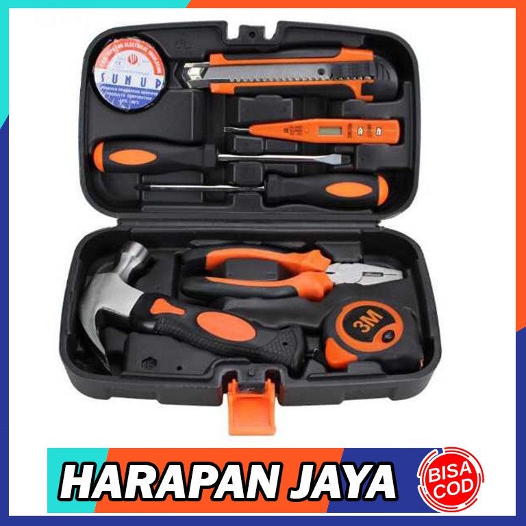 Jual Alat Set Perkakas Tang Palu Obeng Cutter Meteran 8 In 1 Shopee