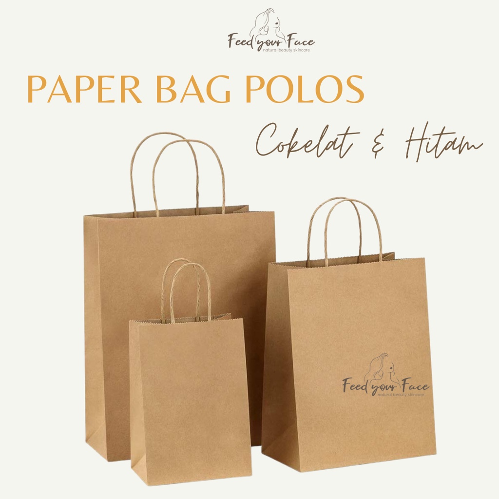 Jual PAPER BAG POLOS WARNA COKLAT HITAM BY FEEDYOURFACE.CO MOTIF ...