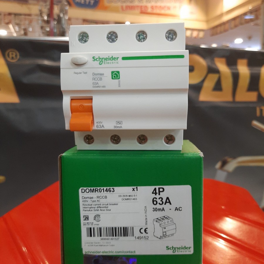 Jual ELCB RCCB DOMAE 4p 3P 1N 63A 30mA Schneider Electric Shopee Indonesia